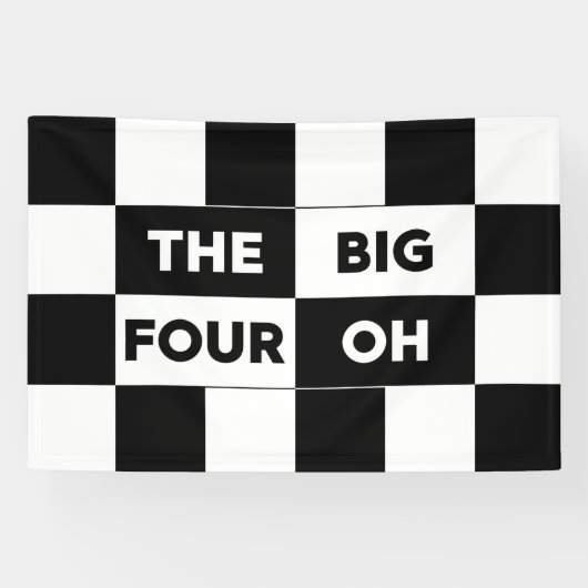 The Big Four Oh Black White Checkered Birthday 横断幕 (横)