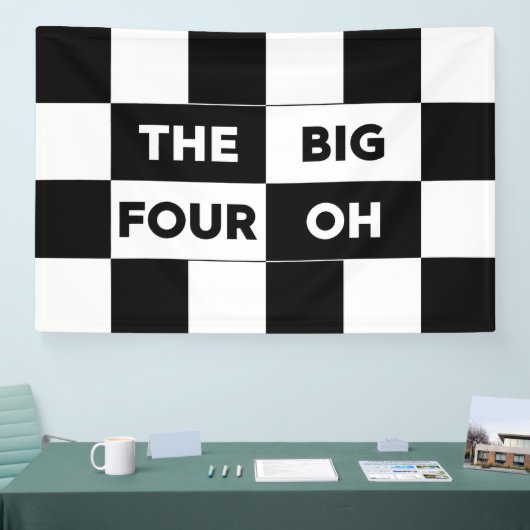 The Big Four Oh Black White Checkered Birthday 横断幕 (トレードショー)