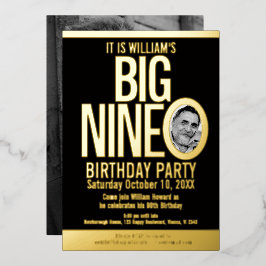 The Big Nine 0 90誕生日のグラフィック写真 箔招待状