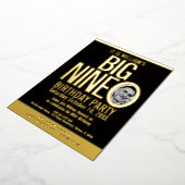 The Big Nine 0 90誕生日のグラフィック写真 箔招待状 (回転した状態)