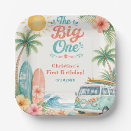 The Big One サーフビーチ1歳の誕生日 ペーパープレート