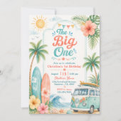 The Big One サーフビーチ1歳の誕生日 招待状 (正面)