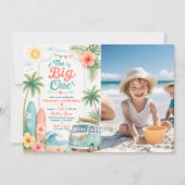 The Big One サーフビーチ1歳の誕生日 招待状 (正面)