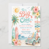 The Big One サーフビーチ1歳の誕生日 招待状 (正面)