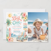 The Big One サーフビーチ1歳の誕生日 招待状 (正面)