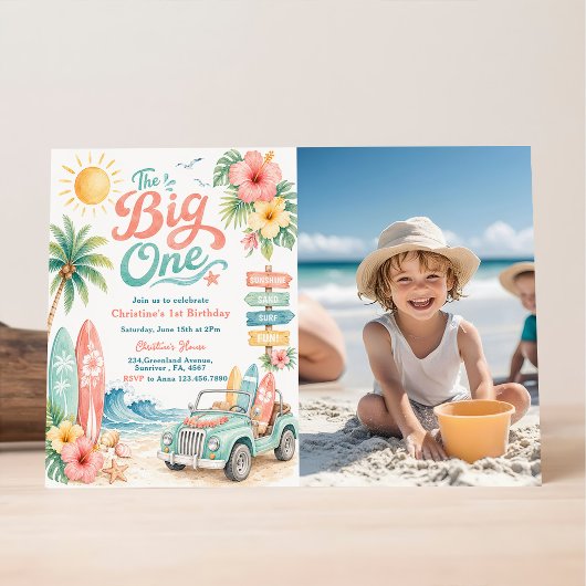 The Big One サーフビーチ1歳の誕生日 招待状