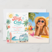 The Big One サーフビーチ 1歳の誕生日パーティー 招待状 (正面)