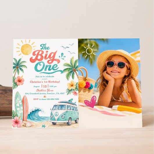 The Big One サーフビーチ 1歳の誕生日パーティー 招待状