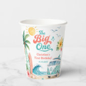 The Big One サーフビーチ 1歳の誕生日パーティー 紙コップ (裏面)