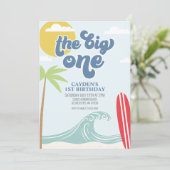 The Big One サーフビーチ 1歳の誕生日招待状 招待状 (スタンド正面)