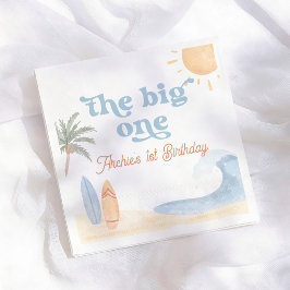 The Big One サーフボーイ 1歳の誕生日パーティー スタンダードカクテルナプキン