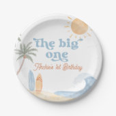 The Big One サーフボーイ 1歳の誕生日パーティー ペーパープレート (正面)