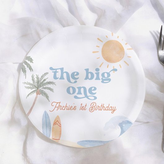 The Big One サーフボーイ 1歳の誕生日パーティー ペーパープレート