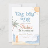 The Big One サーフ 1歳の誕生日 招待状 (正面)