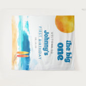 The Big One 1st Birthday Surf Beach Photo Backdrop タペストリー (正面(横))