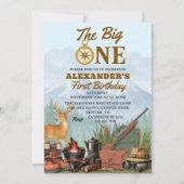 The Big One Hunting Camping 1st Birthday 招待状 (正面)