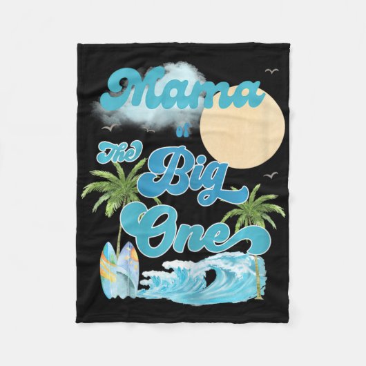 The Big One Mama Surfing First Birthday Matching F フリースブランケット (正面)
