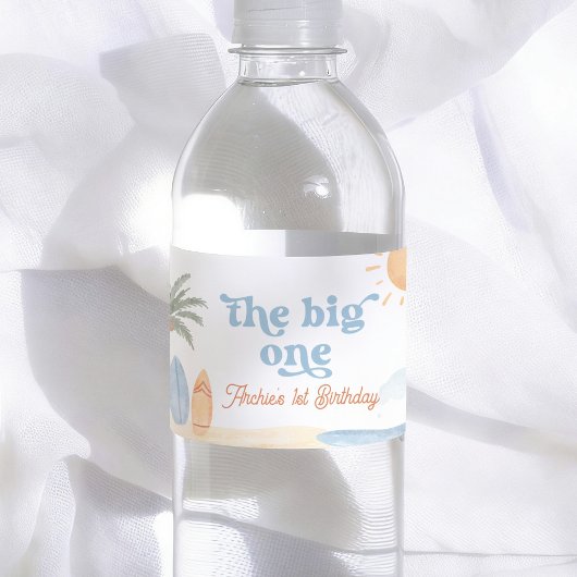 The Big One Surf サマー男子1歳の誕生日 ペットボトルラベル