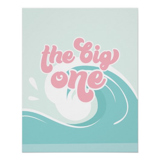 The Big One Wave Pink Beach Birthday ポスター (正面)