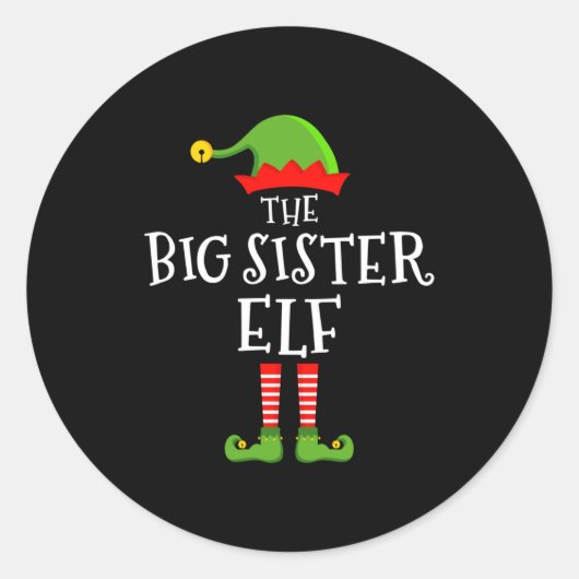 The Big Sister Elf Funny Christmas Matching Family ラウンドシール (正面)
