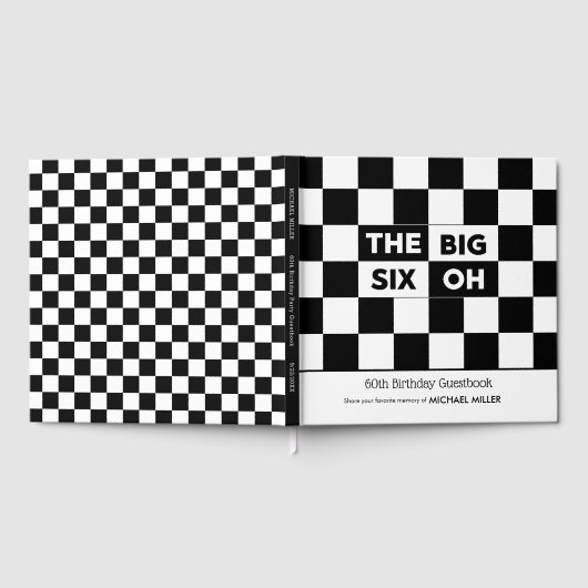 The Big Six Oh Black White Checkered 60th Birthday ゲストブック (全面)