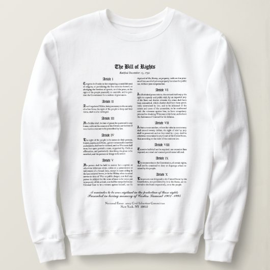 The Bill Of Rights Sweatshirt スウェットシャツ (デザイン正面)