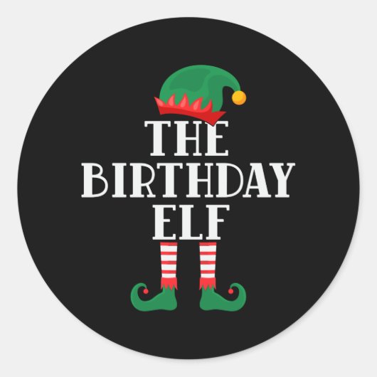 The Birthday Elf Funny Christmas ラウンドシール (正面)