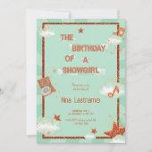 The Birthday of a Showgirl Theme Retro Music Party 招待状 (正面)