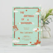 The Birthday of a Showgirl Theme Retro Music Party 招待状 (スタンド正面)