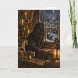 The Black Cat at Christmas| Greeting Card カード