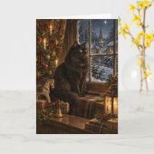 The Black Cat at Christmas| Greeting Card カード (黄色い花)