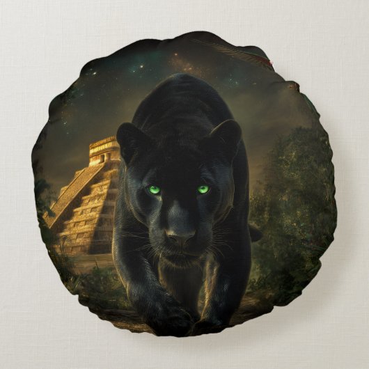 The Black Puma and the Green Macaw ラウンドクッション (裏面)