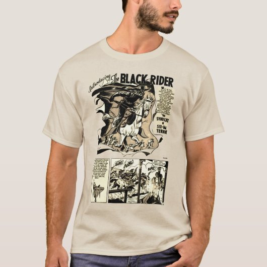 "The Black Rider" Action Comic Strip T-Shirt Tシャツ (正面)