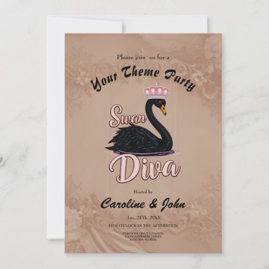 The black swan, queen of the water.  招待状 (正面)