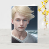 The Blond Boy Greetings Card カード (黄色い花)