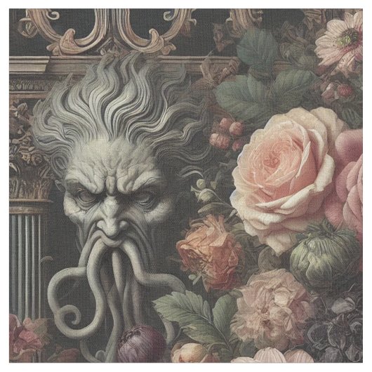 The Bloomeater's Sermon - Gothic Statement Tile ファブリック (クローズアップ)