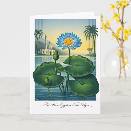 The Blue Egyptian Water Lily — Modern Botanical Re カード (黄色い花)