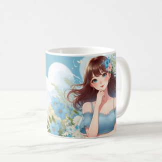 The Blue-Eyed Beauty's Gaze コーヒーマグカップ