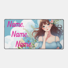 The Blue-Eyed Beauty's Gaze デスクマット