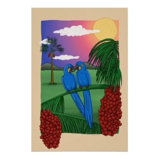 The Blue Macaw and the acuri coconut ポスター