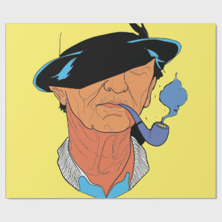 The Blue Smoke Sailor: Minimalist Portrait ラッピングペーパー