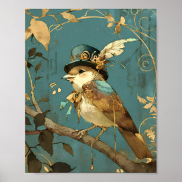 The blue songbird | Design for Nursery Wall Art ポスター