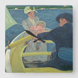 The Boatingパーティー, 1893-94 (キャンバス上の油) スクエア壁時計