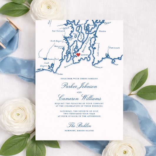 The Bohlin Wedding Invitation – Newport RI Map 招待状