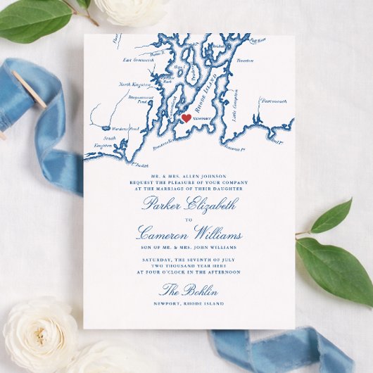 The Bohlin Wedding Invitation – Newport RI Map 招待状