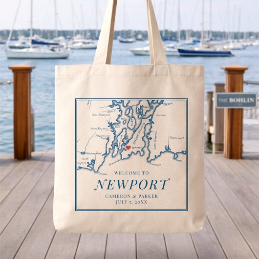 The Bohlin Wedding Welcome Tote Bag Newport RI Map トートバッグ