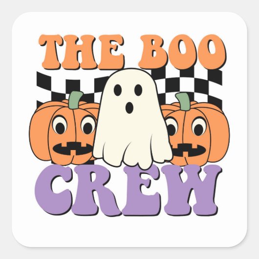 The Boo Crew Cuteハロウィーン広場ステッカー スクエアシール (正面)
