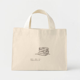 The Book Pile- Minimalist Book Lover- Tote Bag ミニトートバッグ