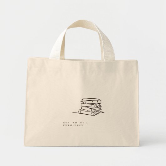 The Book Pile- Minimalist Book Lover- Tote Bag ミニトートバッグ (正面)