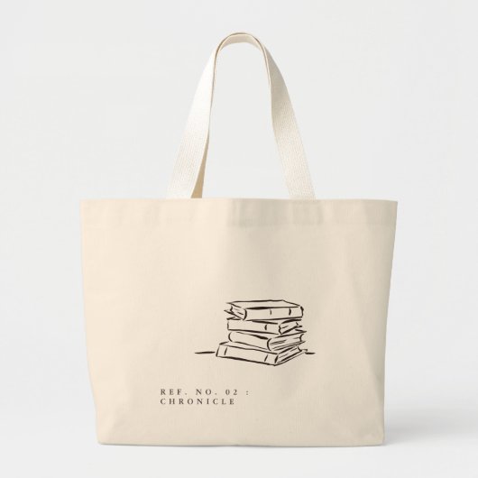 The Book Pile- Minimalist Book Lover- Tote Bag ラージトートバッグ (正面)